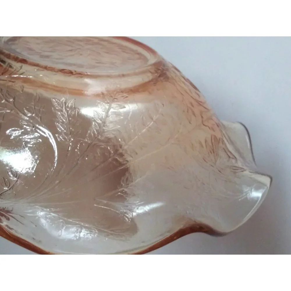 Vintage Carnival Glass Iris Bowl With Scallop Edge light amber gold 9.75